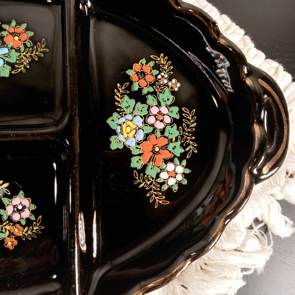 VINTAGE SNACK DISH TASHIRO SHOTEN JAPAN HAND PAINTED RAISED ENAMEL 1930s - Picture 4 of 10